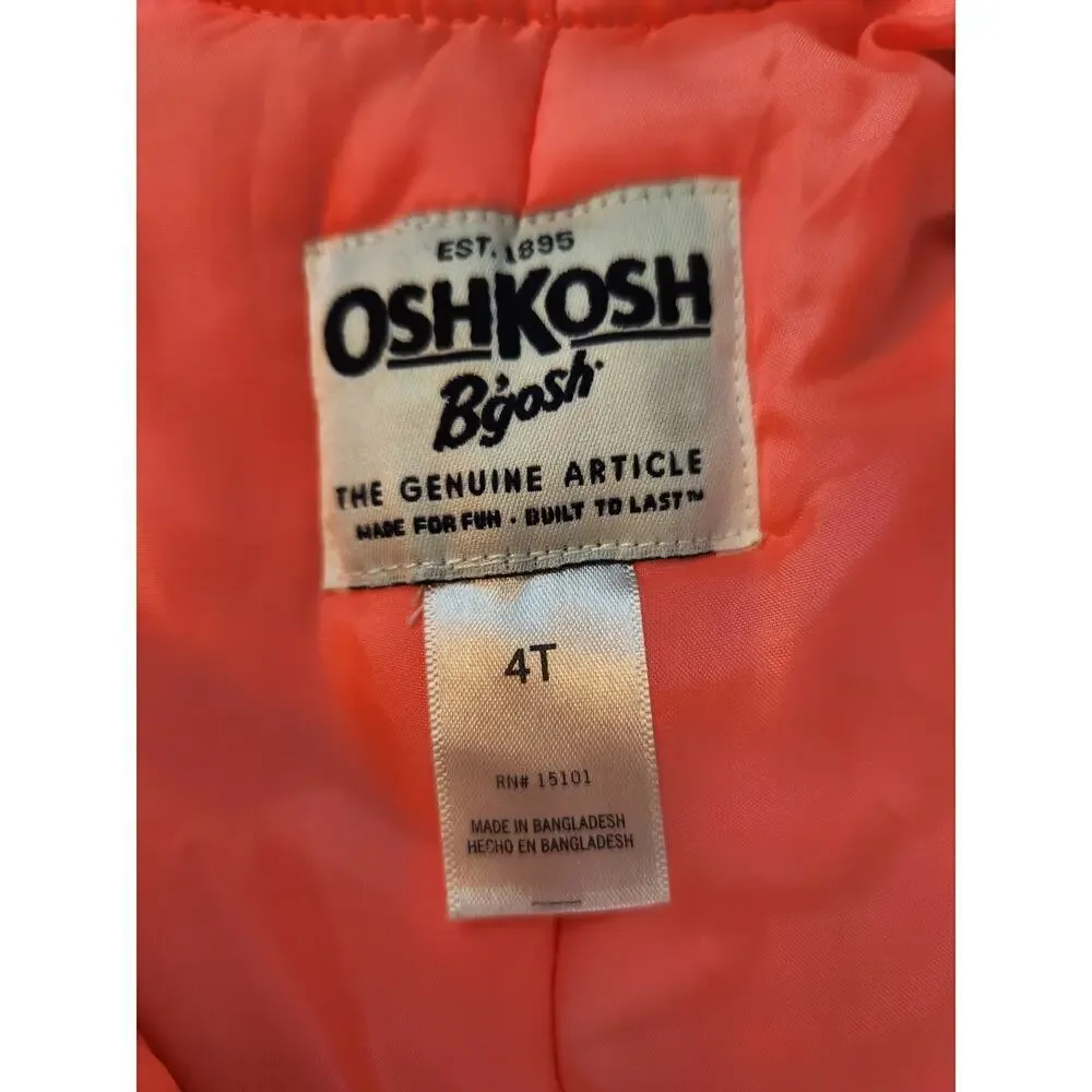 OshKosh B'gosh kids snow Bib overalls bright pink sz 4T winter